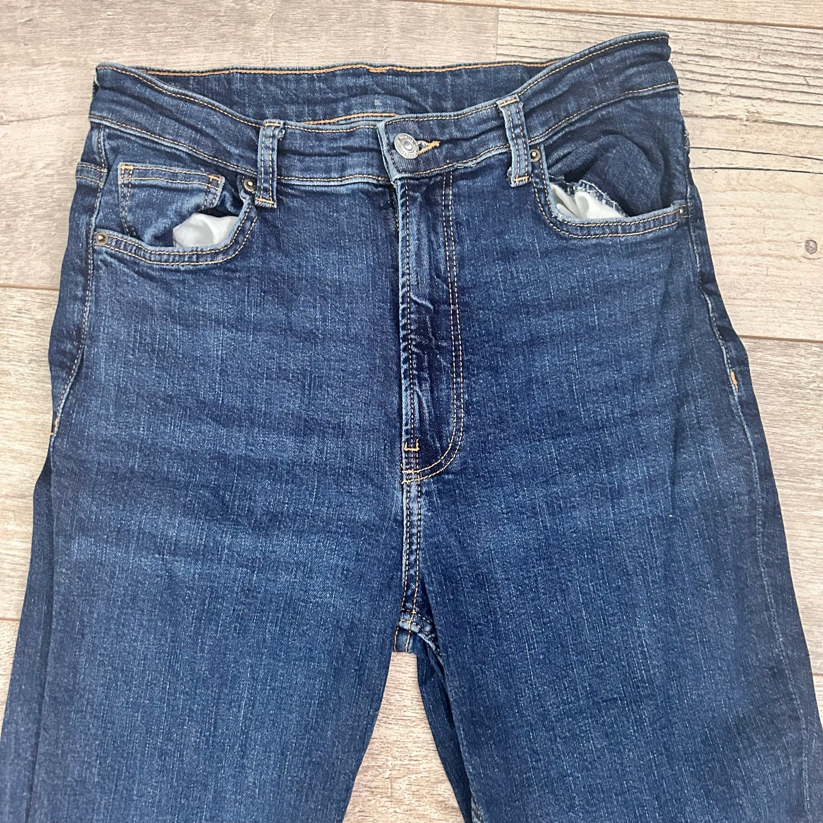 Bershka Jeans Acampanados Azul Escuro Cintura Alta – Tamanho S 36 – photo 3